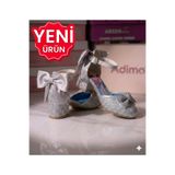 PATİK BEBE KIZ ÇOCUK GÜMÜŞ RENK İÇ KISMI RESİMLİ MİNİK KALIN TOPUKLU ABİYE PRENSES AYAKKABISI