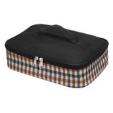 PATIKIL 12"x10"x3" Yalıtımlı Öğle Yemeği Çantaları, Düz Bento Çantaları Ekose Desenli Taşınabilir Gıda Kapları Çantası Termal Çantalar, Erkekler ve Kadınlar için Siyah
