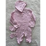 Patikli Jakarlı Üçlü Tulum Set - Pembe - 6 Ay