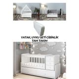 PATİKO FURNİTURE MS 290 BEYAZ BÜYÜYEBİLEN BEŞİK YATAK UYKU SETİ CİBİNLİK TAM TAKIM