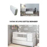 PATİKO FURNİTURE MS 290 BEYAZ BÜYÜYEBİLEN SALLANAN BEŞİK YATAK VE UYKU SETİ İLE BİRLİKTE