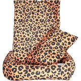 Patilemece Leopar Desenli 50x60 Fermuarlı Yıkanabilir Kedi Köpek Araba Yatağı - Turuncu - 50 x 60 cm