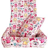 Patilemece Pembe Pop-up Desenli 50x60 Fermuarlı Yıkanabilir Kedi Köpek Araba Yatağı - 50 x 60 cm - Pembe - Açık Taba