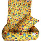 Patilemece Sarı Pop-up Desenli 50x60 Fermuarlı Yıkanabilir Kedi Köpek Araba Yatağı - Sarı - Kırmızı - 50 x 60 cm
