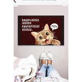 Patilerinizi Siliniz Meow Dekoratif Çok Amaçlı Kapı Önü Paspası 45X70 - Abanoz