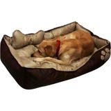 Patili Evler Büyük Irk Köpek Yatağı Kemik Yastıklı Krem Renk 80X110 cm Silinebilir Nubuk Kumaş - 80 x 110 cm