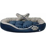 Patili Evler Büyük Irk Oval Köpek Yatağı 80X130 cm - Kemik Yastıklı - Lacivert - Krem - Sword Art Online