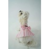 Patilinka Pembe Puantiyeli Fiyonklu Poplin Kedi Köpek Elbisesi