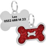 Patimio Isimli Çelik Kedi Köpek Künyesi Kırmızı Işıltı - .