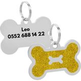Patimio Isimli Çelik Kedi Köpek Künyesi Sarı Işıltı - .