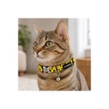 PATİMİO Yellow Boom Ayarlanabilir, Metal Kilitli Çıngıraklı Kedi Boyun Tasması,İsimlik, Kedi Künyesi
