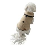 Patipatron Kışlık Peluş Köpek Yelek, Sıcak Tutan Düğmeli Yumuşak Polar Küçük Irk Köpek Kıyafeti, Bej (Açık Kahve, Large)