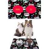 PatiPeti 50 x 35 cm Siyah Renkli Kediler Kedi Köpek Mama Altlığı Mama Paspası