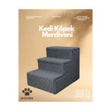 PATİSTORE Antrasit Kedi Köpek Basamağı - Eklem Dostu Yatak Koltuk Çıkma Merdiveni - %100 WELLSOFT KUMAŞ