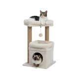 PATİSTORE Bodrum Wst Kül Beyazı Çok Katlı ve Yataklı Kedi Oyun Evi - Ağır Taban - Yıkanabilir Yatak