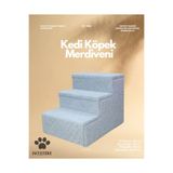 PATİSTORE Gri Kedi Köpek Basamağı - Eklem Dostu Yatak Koltuk Çıkma Merdiveni - %100 WELLSOFT KUMAŞ