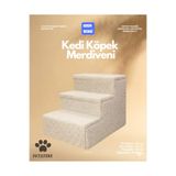PATİSTORE KREM Kedi Köpek Basamağı - Eklem Dostu Yatak Koltuk Çıkma Merdiveni - %100 WELLSOFT KUMAŞ