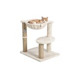 PATİSTORE Prag Kırık Beyaz Çok Katlı Wellsoft Kumaş Ağır MDF Taban Kedi Tırmalama Ve Oyun Evi Kedi Ağacı
