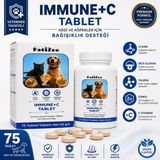PatiZoo Immune+C Kedi ve Köpek için Bağışıklık Sistemi Destekleyici Tablet, Lysine, Beta Glukan, Taurin, Çinko ve C Vitamini, 75 Tablet