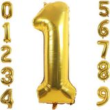 Patladı Gitti 1 Bir Rakam Gold Folyo Balon 34" Inc 76 cm