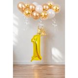 Patladı Gitti 1 Rakam Gold Kral Tacı ve Konfetili Folyo Balon