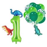 Patladı Gitti 1 Yaş Dinazor Set; Rakam Folyo, 3 Adet Mini Dinazor ve 10 lu Balon