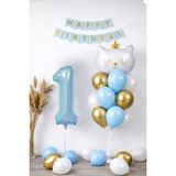 Patladı Gitti 1 Yaş Kedi Temalı Doğum Günü Balon Seti – Mavi Gold Konsept
