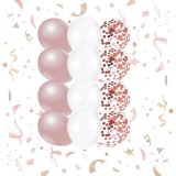 Patladı Gitti 10-12 inç Beyaz Rose Gold ve Konfetili Karışık 10 Adet Balon