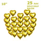 Patladı Gitti 10 inç 25 Adet Gold Kalp Folyo Balon