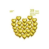 Patladı Gitti 10 inç 25 Adet Gold Kalp Folyo Balon