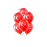 Patladı Gitti 12 inç 30 cm 10 Adet Türk Bayrağı Baskılı Ay Yıldız Kırmızı Milli Bayram Süsü Balon