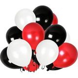 Patladı Gitti 12 Inç Kırmızı Beyaz Siyah Balon 10 Adet - Kırmızı - Siyah