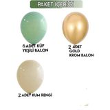 Patladı Gitti 12 Inç Küf Yeşili Krom Gold ve Deniz Kumu 10 Adet Balon - Renkli