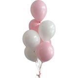 Patladı Gitti 12 Inç Pembe Beyaz Balon 10 Adet Doğal Lateks Renkli Süsleme Malzemesi - Pembe - Beyaz