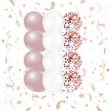 Patladı Gitti 12 inc Rose Gold Beyaz Konfetili 10 Adet