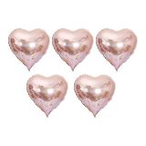 Patladı Gitti 15 inç 38 cm 5'li Rose Gold Kalp Folyo Balon