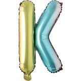 Patladı Gitti 16 inç 36 cm K Harf Gökkuşağı Folyo Balon