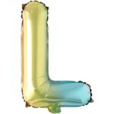 Patladı Gitti 16 inç 36 cm L Harf Gökkuşağı Folyo Balon