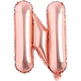 Patladı Gitti 16 inç 36 cm N Harf Rose Gold Folyo Balon