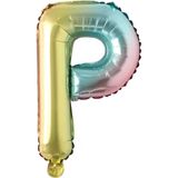 Patladı Gitti 16 inç 36 cm P Harf Gökkuşağı Folyo Balon