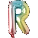 Patladı Gitti 16 inç 36 cm R Harf Gökkuşağı Folyo Balon
