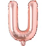 Patladı Gitti 16 inç 36 cm U Harf Rose Gold Folyo Balon