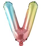 Patladı Gitti 16 inç 36 cm V Harf Gökkuşağı Folyo Balon