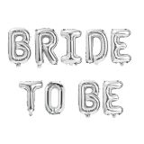 Patladı Gitti 16 inç 40 cm Bride To Be Gümüş Renk Parti Kutlama Folyo Balon Seti