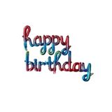 Patladı Gitti 16 inç Happy Birthday Gökkuşağı El Yazılı Balon Set
