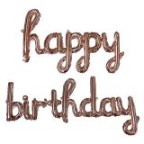 Patladı Gitti 16 inç Happy Birthday Rose Gold El Yazılı Balon Set