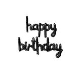 Patladı Gitti 16 inç Happy Birthday Siyah El Yazılı Balon Set