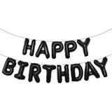 Patladı Gitti 16 inç Siyah Happy Birthday Folyo Balon Set