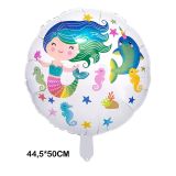 Patladı Gitti 18 inç Model 1 Deniz Kızı Yuvarlak Folyo Balon