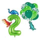 Patladı Gitti 2 Yaş Dinazor Set; Rakam Folyo, 3 Adet Mini Dinazor ve 10 lu Balon
